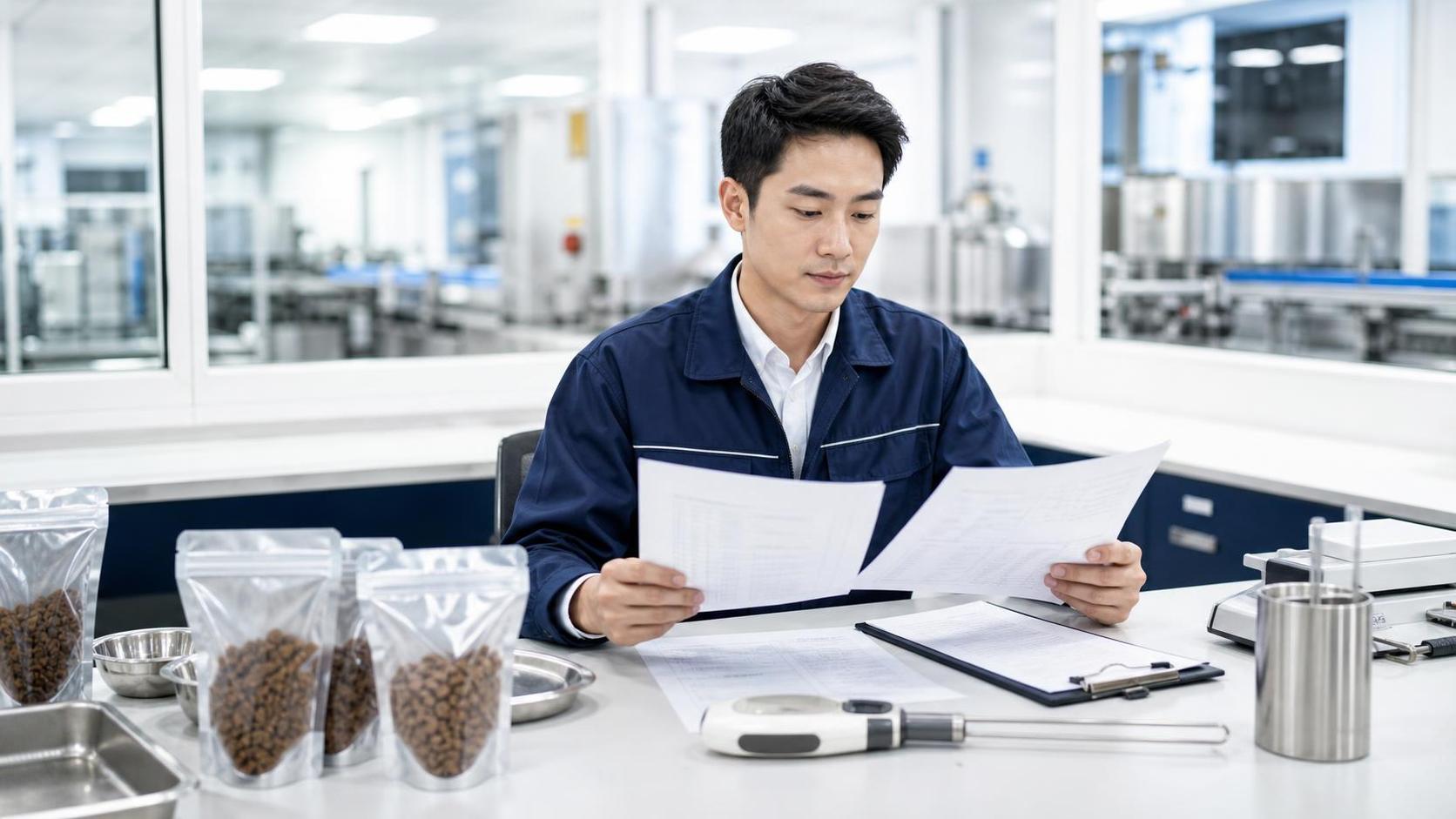 펫푸드 수출용 GMP 기록과 살균 온도 로그를 검토하는 한국 품질관리 실무자