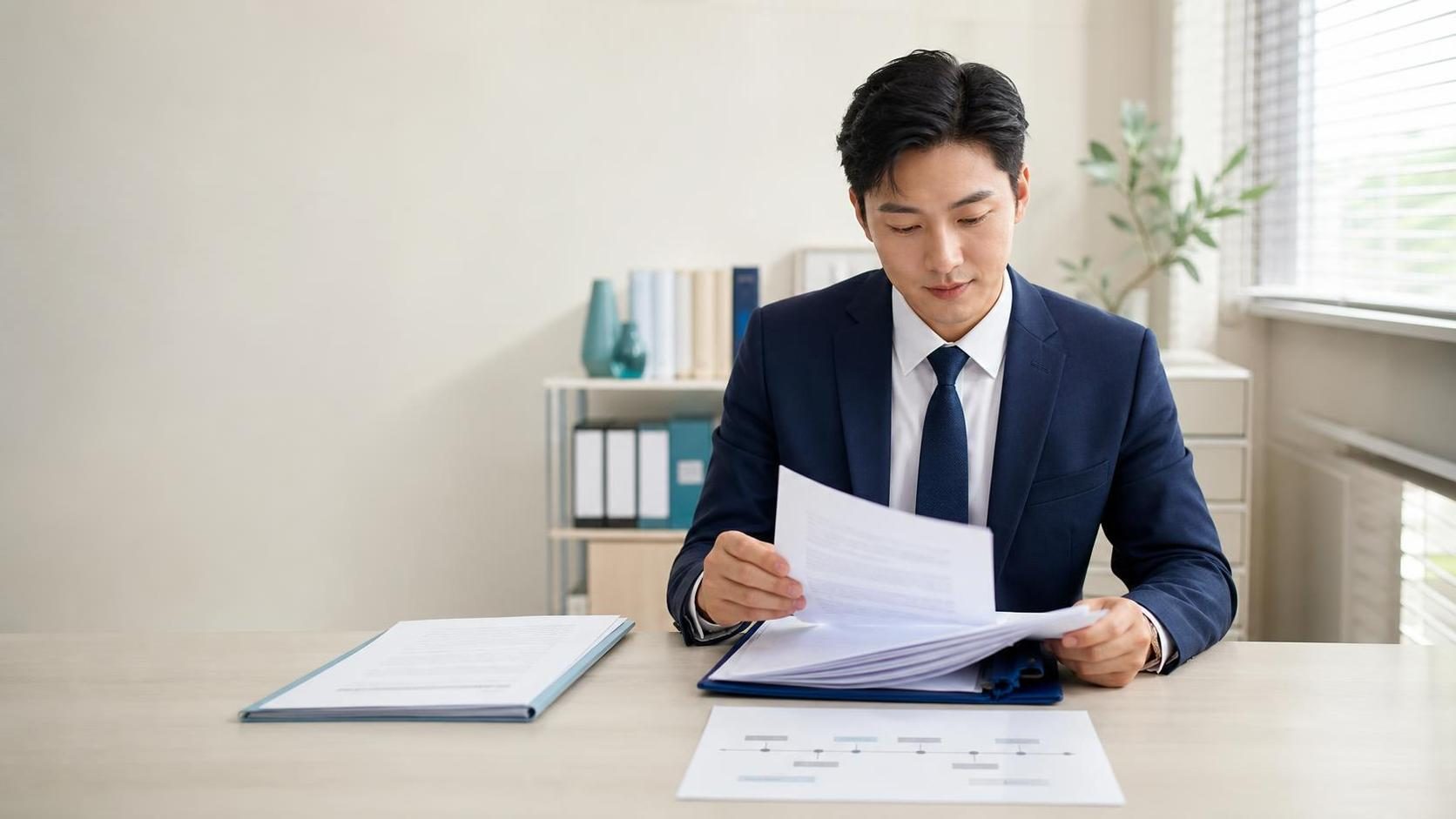 행정처분 절차 하자 취소 후 재처분 서류를 검토하는 실무자, 서류닷컴