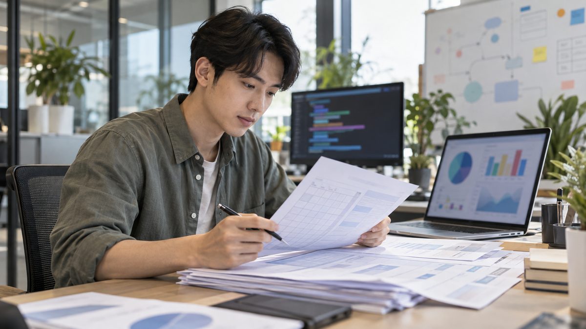AI 스타트업 세무조사 유예 서류를 검토하는 대표, 서류닷컴